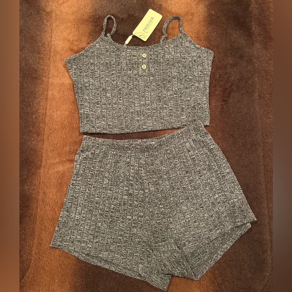 Grey tank top and shorts set